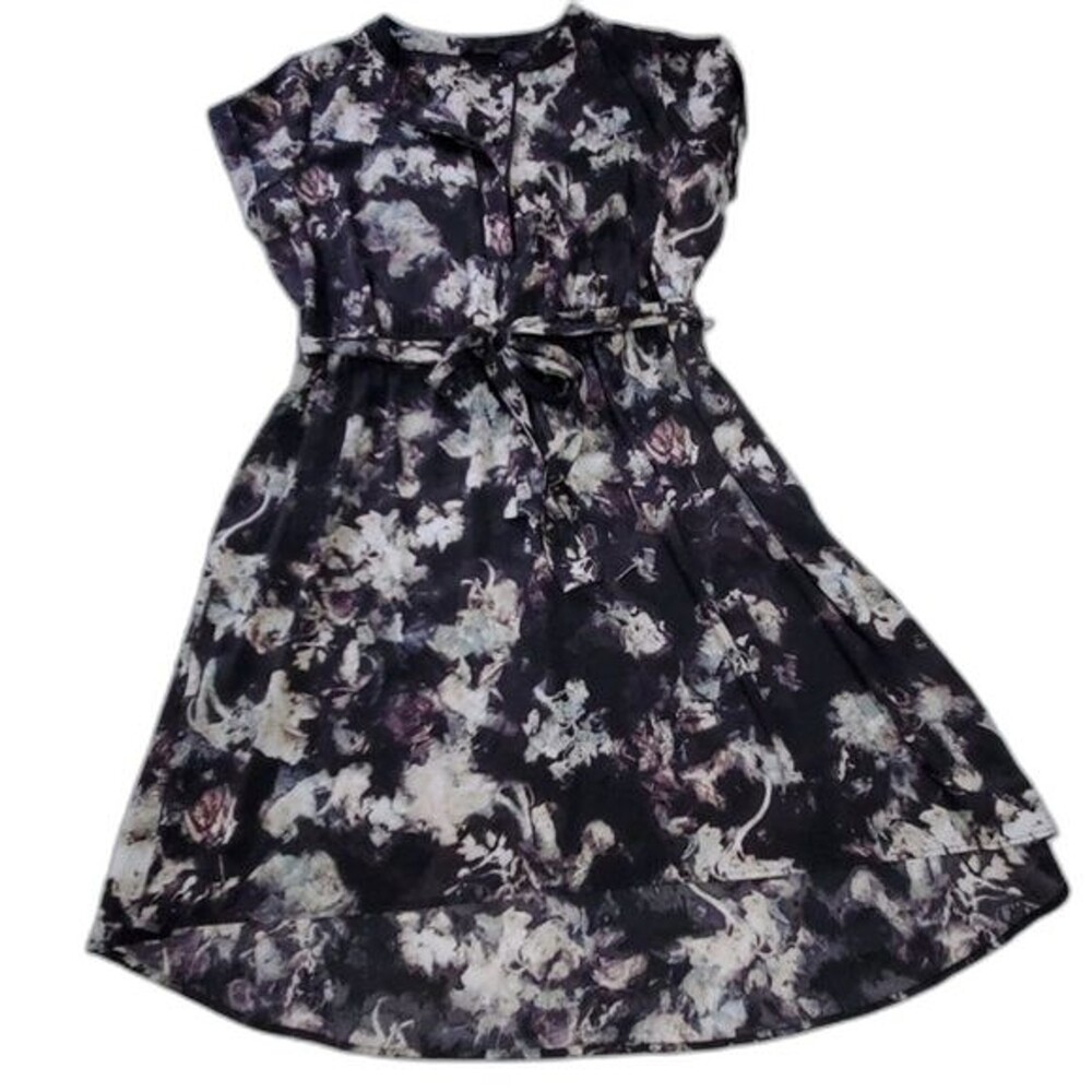 Vera Wang L floral dress large black flower excellent condition